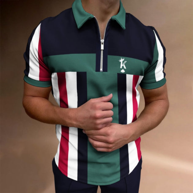 Men's Polo Shirt Summer Zipper Top