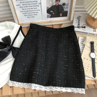 Women's Tweed Skirt High Waist Mini Skirt