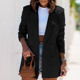 Womens Long Sleeve Double Breasted Coat Coat Blazer Jacket