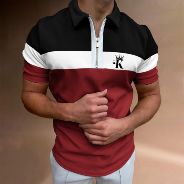 Men's Polo Shirt Summer Zipper Top