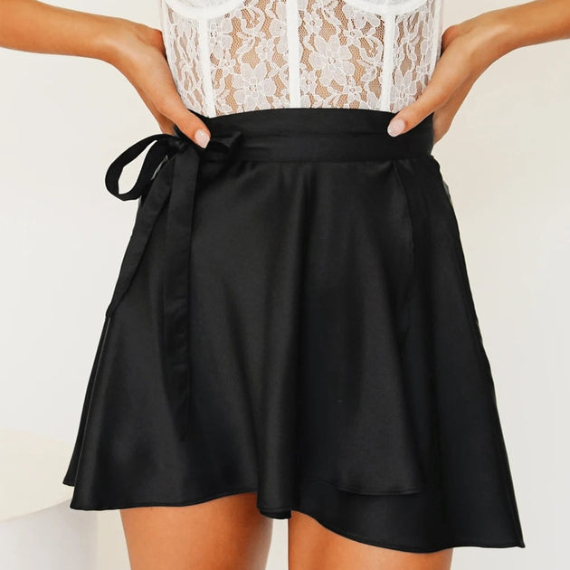 Women's Satin Wrap Mini Skirt