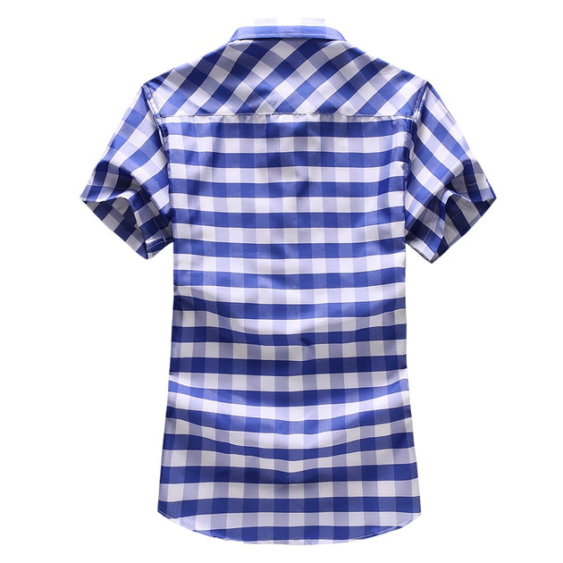 Men's casual classic plaid short sleeve shirt(Up To 7XL) - TrendSettingFashions 