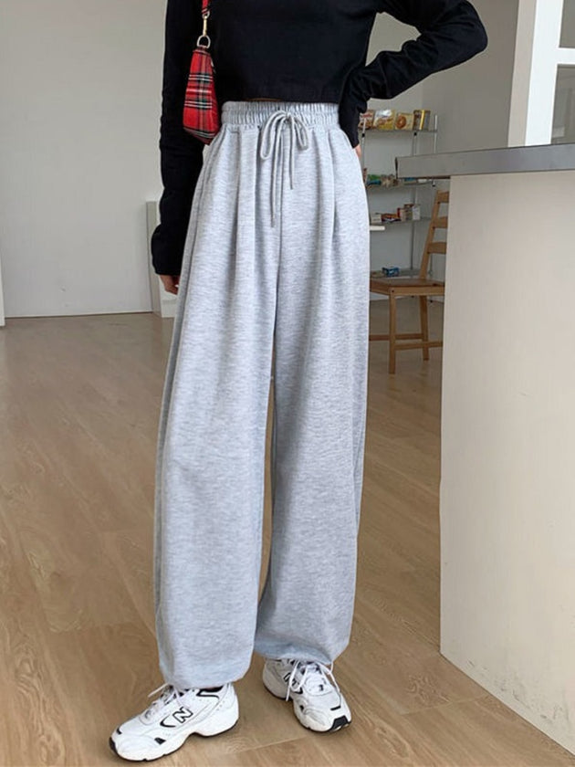 HOUZHOU Gray Sweatpants for Women 2022 Autumn New Baggy Fashion Oversize Sports Pants Balck Trousers Female Joggers Streetwear