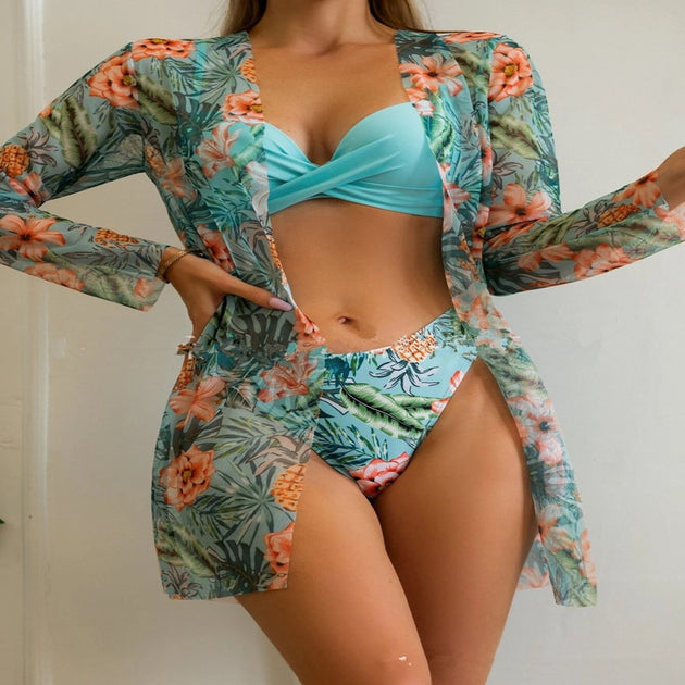 Women's Floral Print Three Piece Beach Cover Up