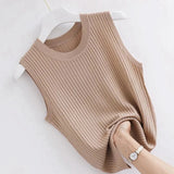 Women's Tank Top Chic Ribbed Elegant Sleeveless Vest