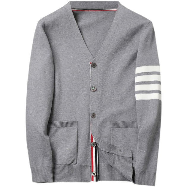 Men's Three-Color Striped Cardigan