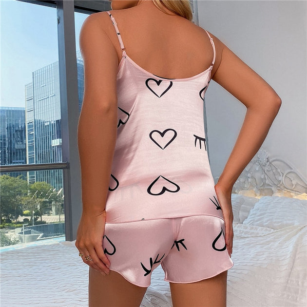 Women's Sleepwear Sexy Satin Pajama Set