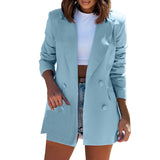 Womens Long Sleeve Double Breasted Coat Coat Blazer Jacket