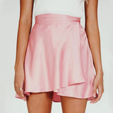 Women's Satin Wrap Mini Skirt