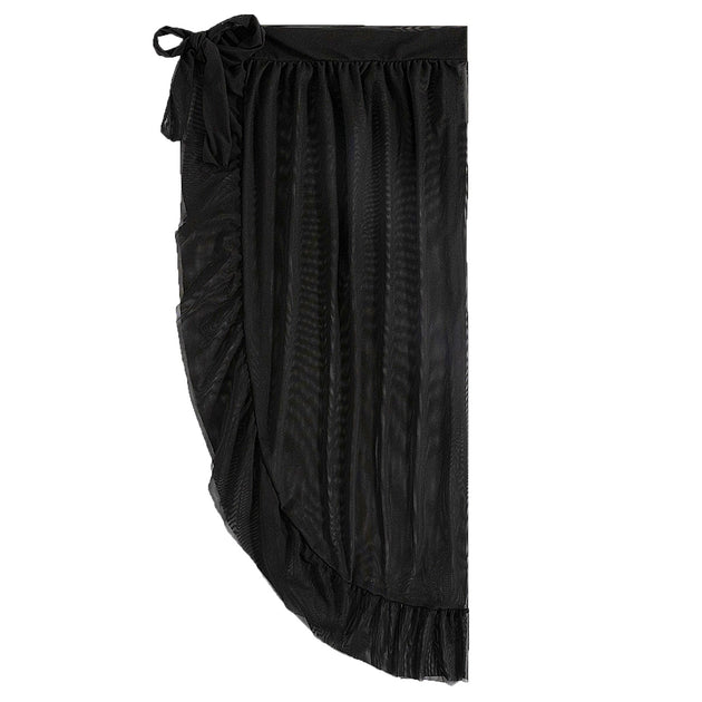 Women's Black Beach Sheer Wrap Waist Cover Up