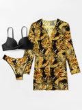 Women's Floral Print Three Piece Beach Cover Up