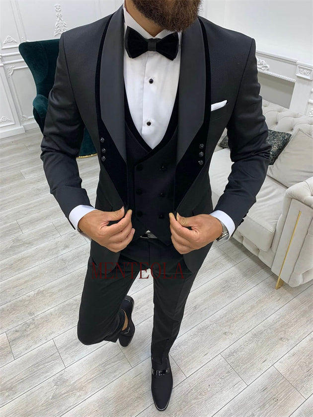 Men's 3 Piece Double Breasted Suit Up To 5XL