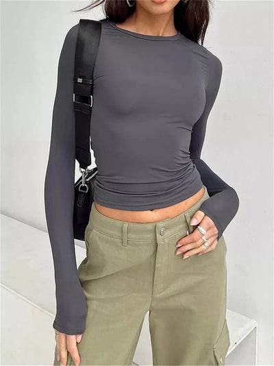 Women's Long Sleeve Slim Fit Pullover Basic