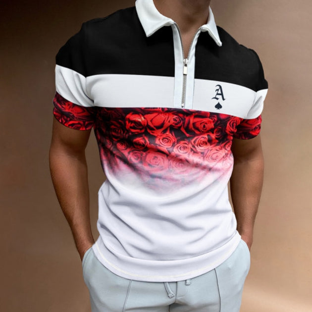 Men's Polo Shirt Summer Zipper Top