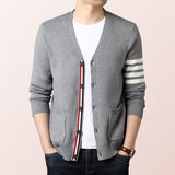 Men's Three-Color Striped Cardigan