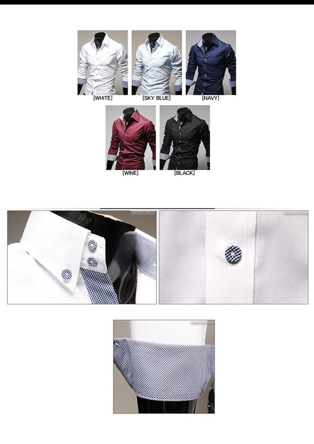 Men's 2 Tone Dress Shirt Roll up Sleeves - TrendSettingFashions 
