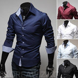Men's 2 Tone Dress Shirt Roll up Sleeves - TrendSettingFashions 