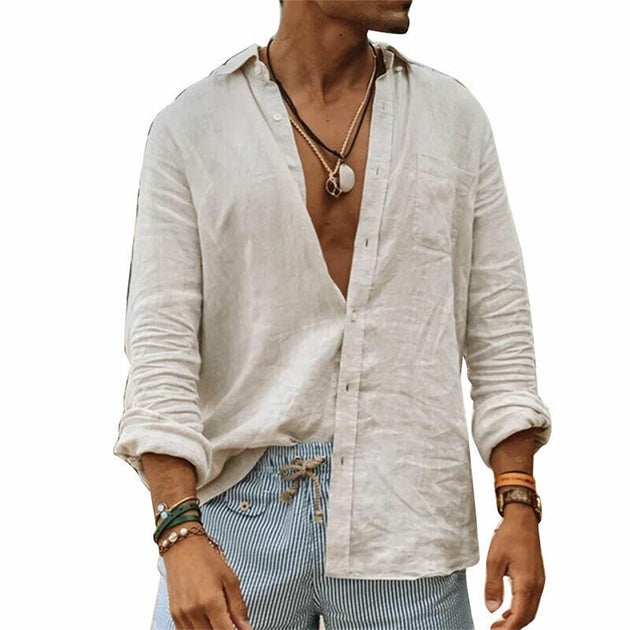 Men's Casual Cotton Linen Shirt