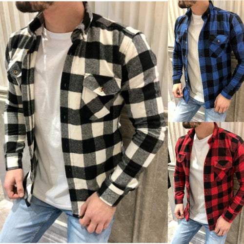 Men's Flannel Plaid Long Sleeve Shirt Up To 3XL