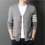 Men's Three-Color Striped Cardigan