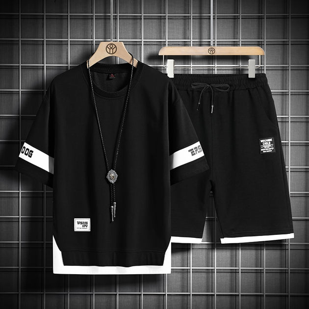 Men's Matching Tracksuit T-shirt and Shorts, Two Piece Set