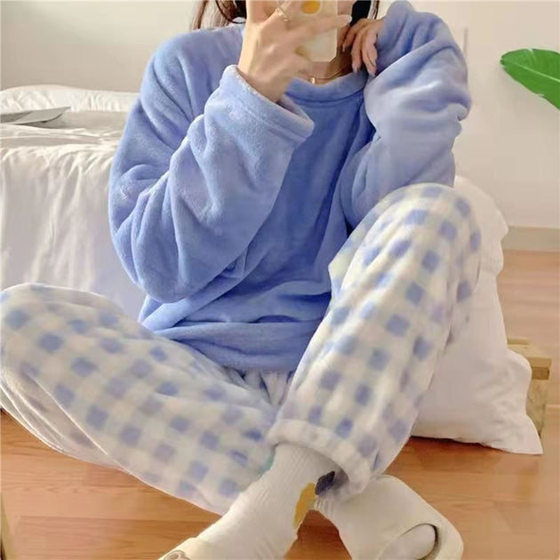 Women's Flannel Pajama Set Fleece Pajamas