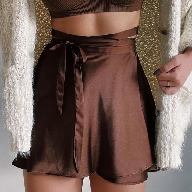 Women's Satin Wrap Mini Skirt