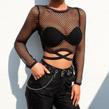 Women's Sexy Mesh Goth Long Sleeve Shirt