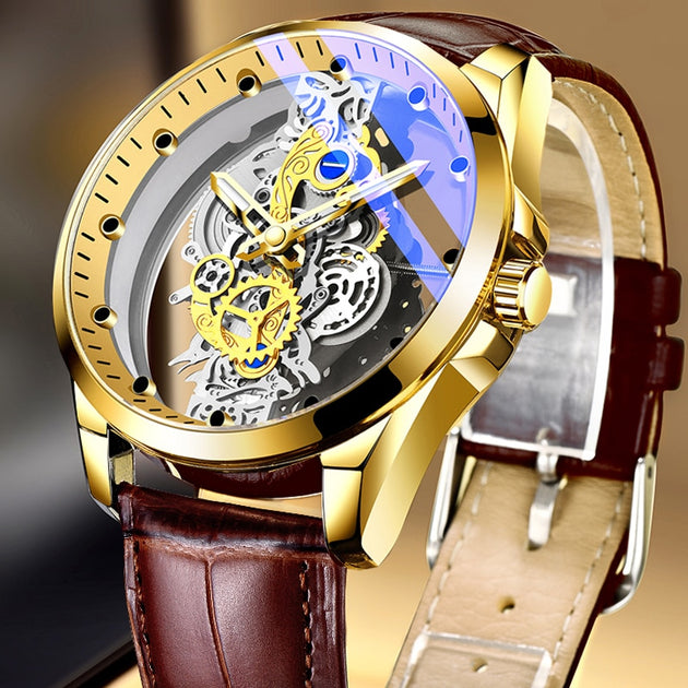 Men's Luminous Mechanical Skeleton Wrist Watch - TrendSettingFashions 