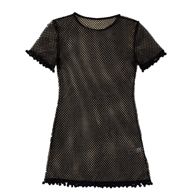 Women's Bikini Fishnet Cover Up Short Sleeve