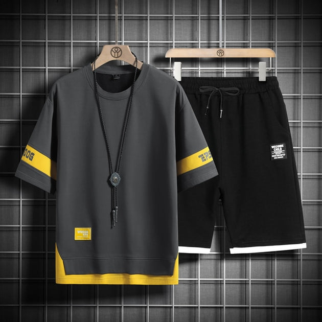Men's Matching Tracksuit T-shirt and Shorts, Two Piece Set