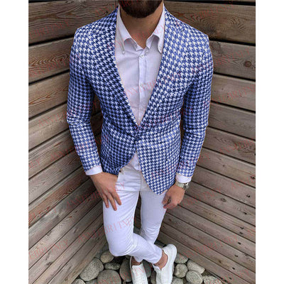 Stylish Houndstooth Men's 2PC Suit - TrendSettingFashions 