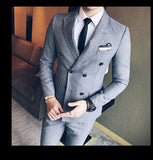 Men's Double Breasted 3 Piece Suit In 3 Colors Up To Size 3XL - TrendSettingFashions 