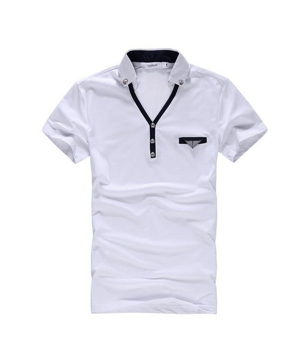 Men's Turn Down Collar Polo With Pocket Decoration - TrendSettingFashions 