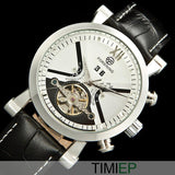 Men's Black Band Heavy Silver Trim/White Dial Dress Watch - TrendSettingFashions 