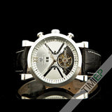 Men's Black Band Heavy Silver Trim/White Dial Dress Watch - TrendSettingFashions 