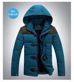 Men's OX Horn Button Thick Cotton Hooded Jacket - TrendSettingFashions 
