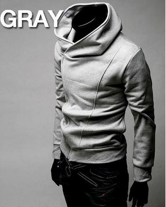 Men's High Collar Pull Over Hoodie - TrendSettingFashions 