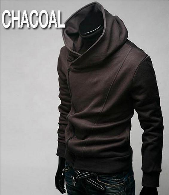 Men's High Collar Pull Over Hoodie - TrendSettingFashions 