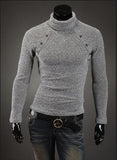 Men's Turtleneck Chest Button Sweater - TrendSettingFashions 