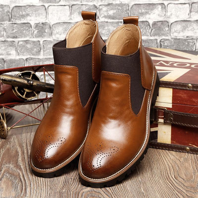 Genuine Leather Fashion Mens Brogue Boots - TrendSettingFashions 