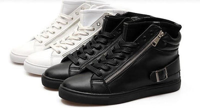 Men Casual Flat High Top Sneakers - TrendSettingFashions 