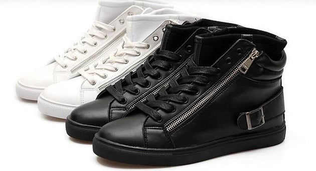 Men Casual Flat High Top Sneakers - TrendSettingFashions 
