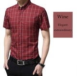 Men's Plaid Cotton Short Sleeve Shirt - TrendSettingFashions 