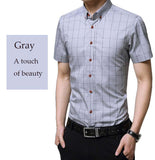 Men's Plaid Cotton Short Sleeve Shirt - TrendSettingFashions 
