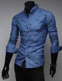 Men's Fashion Imprinted Dress Shirt - TrendSettingFashions 
