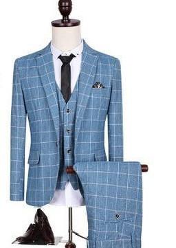Men's Three-Piece Blue Fashion Suit Up To 5XL - TrendSettingFashions 