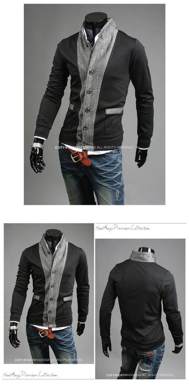 Men's Multi Button High Collar Jacket - TrendSettingFashions 