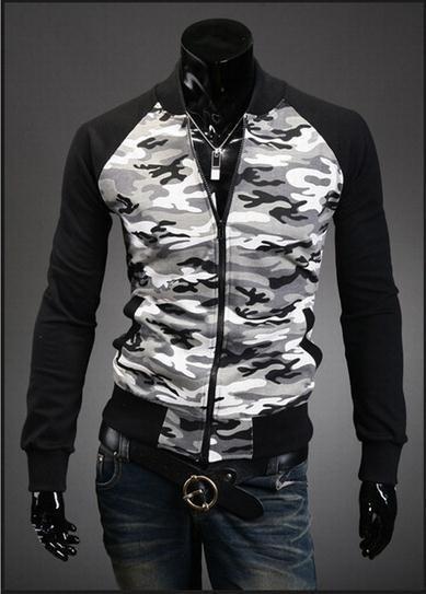 Men's Full Zip Camo Hoodie With Black - TrendSettingFashions 