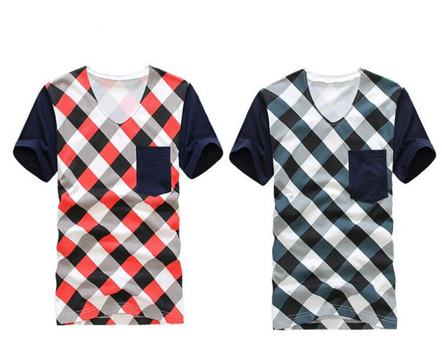 Men's Plaid Summer T-Shirt - TrendSettingFashions 